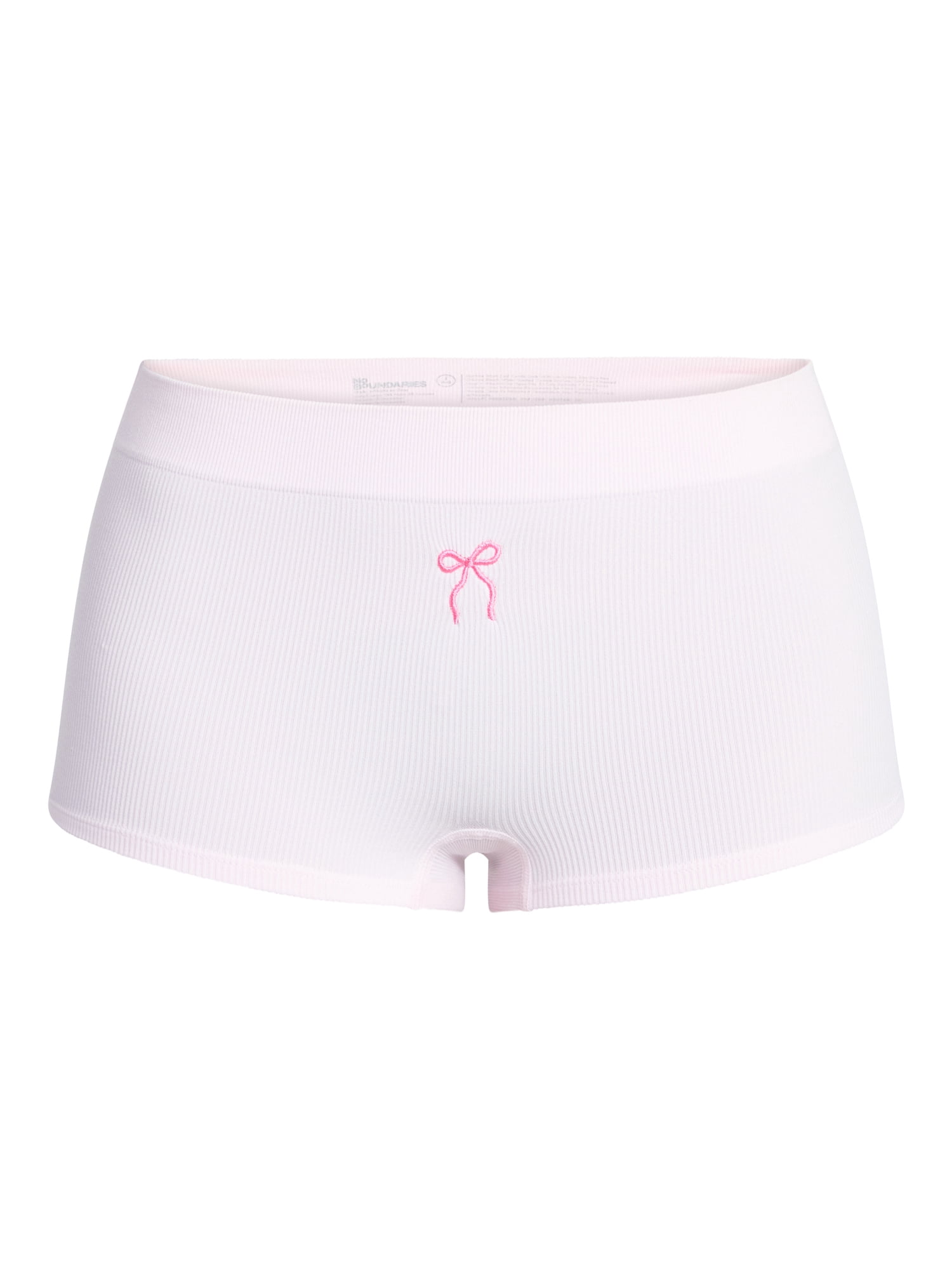 No Boundaries Seamless Ribbed Boyshort Panties, 3-Pack, Women's, Sizes XS-XXXL