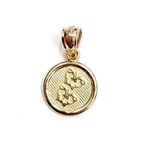 14k yellow Gold tiny round seven wishes Friendship Pendant charm jewelry 1g