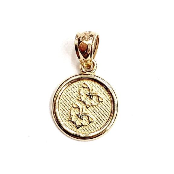 14k yellow Gold tiny round seven wishes Friendship Pendant charm jewelry 1g