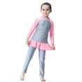 thumbnail image 6 of WOLLED 1-14T Kids Toddler Girls Rash Guard Swimsuits Set Baby UPF50+ Sun Protection Beach Bathing Suit 3 Piece Long Sleeve Rash Guard Swimwear with Hat, 6 of 11