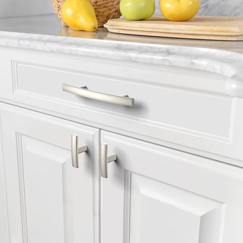 Fitviso 10 Pack 3 Inch(76mm) Hole Center Brushed Nickel Arch Cabinet Pulls Kitchen Cabinet Handles for Bedroom Cupboard