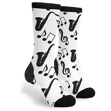 

Musical Music Notes Treble Clef Saxophone Novelty Socks For Women & Men