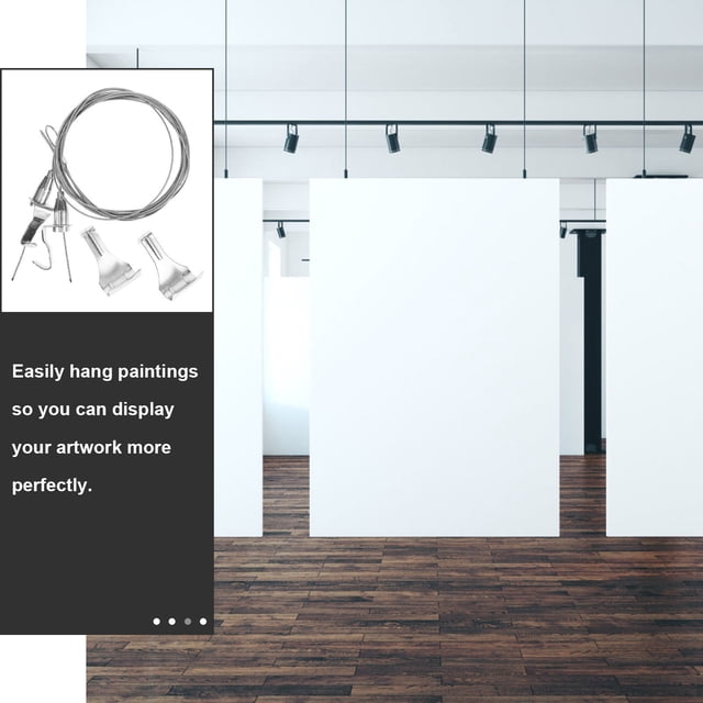 TABLZONE 2Sets Adjustable Stainless Steel Picture Rail Hanging System with Wire Rope for Home Gallery Office Decor