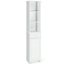 Resenkos Bathroom Tall Freestanding Storage Cabinet with Open Shelves and Drawer-White, Bathroom Cabinets for Entryway Storage, Home Office Furniture