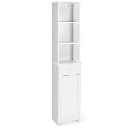 Spaco Bathroom Tall Freestanding Storage Cabinet with Open Shelves and Drawer-White, Bathroom Storage Cabinet for Entryway Storage, Home Office Furniture