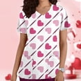 thumbnail image 2 of Edvintorg Valentine's Day Scrubs Shirts For Women Clearance Short Sleeve V-Neck Scrub Top Cute Printed Casual Blouse Holiday Tops With Pockets, 2 of 4