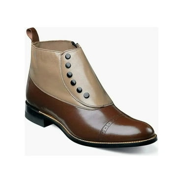 00026 , Stacy Adams Shoes High Top with Studs Spats Leather Two Tone All Colors