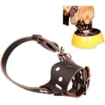 thumbnail image 1 of Adjustable Anti-Bite Muzzle - Size XL - Brown Leather Dog Muzzle - Breathable - For Biting and Barking, 1 of 4