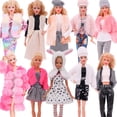 thumbnail image 2 of Conjunto de chaleco de piel para muñeca, abrigo + vestido/traje informal para Barbies de 11,8 pulgadas, accesorios de ropa, chaqueta de felpa, regalo para niños, 4 Uds., 2 of 4