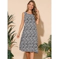 thumbnail image 4 of DARING DIVA Sleeveless Crewneck Print Midi Tank Dress S Black, 4 of 7