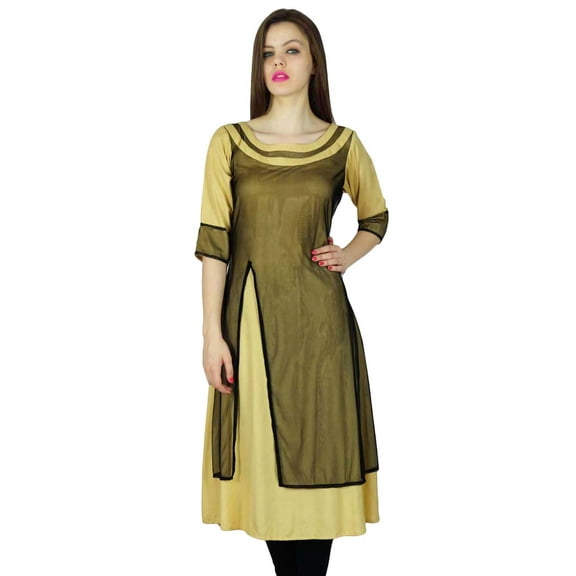 Phagun Designer Indian Kurta Women Ethnic Kurti Top Tunic Cotton And Net Dress