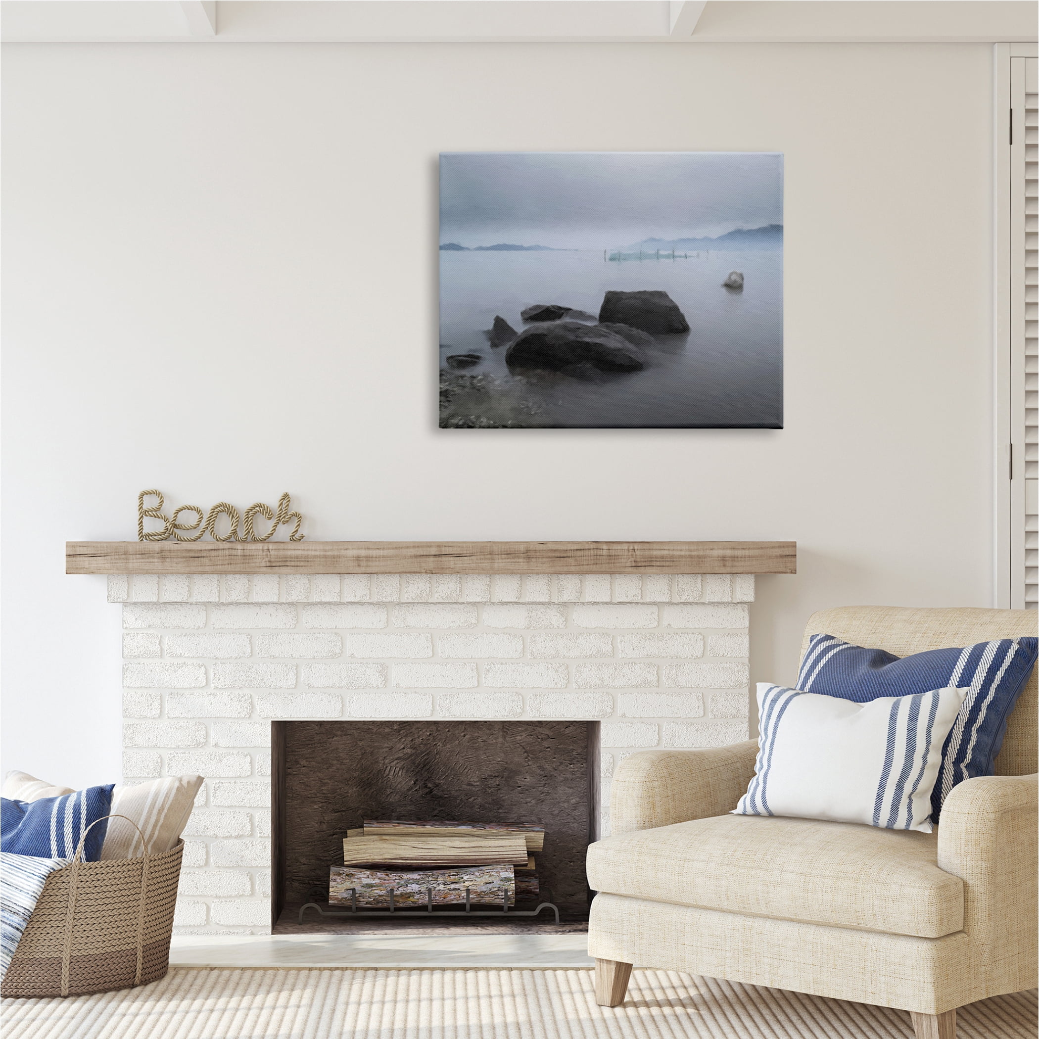 Stupell Industries Foggy Sea Landscape Nature Painting Gallery Wrapped Canvas Print Wall Art, 40 x 30