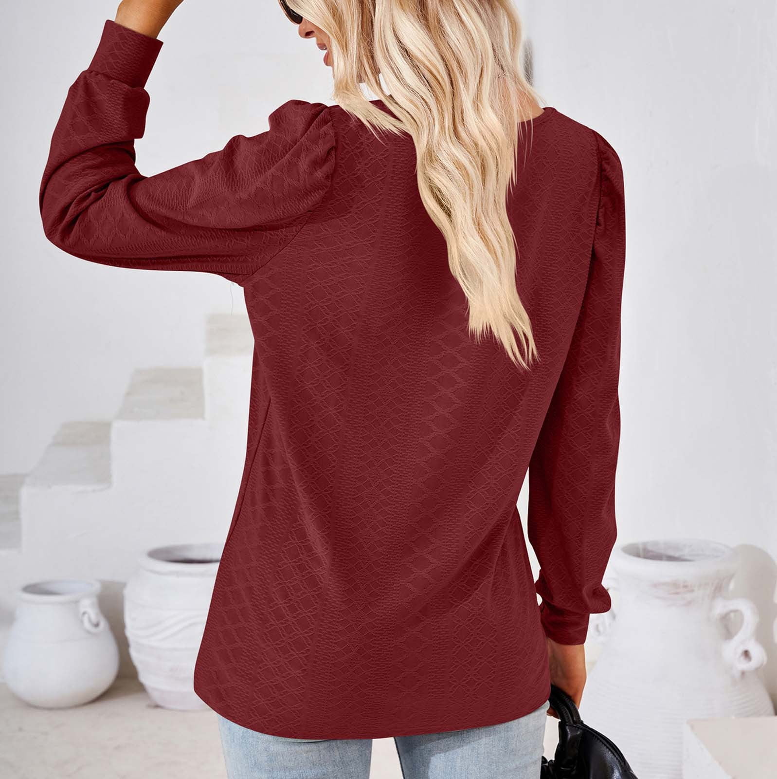 トップス SQUARE NECK LADY LIKE PLEATS TOP Pleated Square Neck Long Sleeve Top | Express