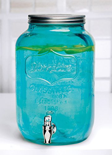 Traditional Tin Screw Off Lid Palais Glassware Clear Mason Jar Beverage Dispenser 1 Gallon 