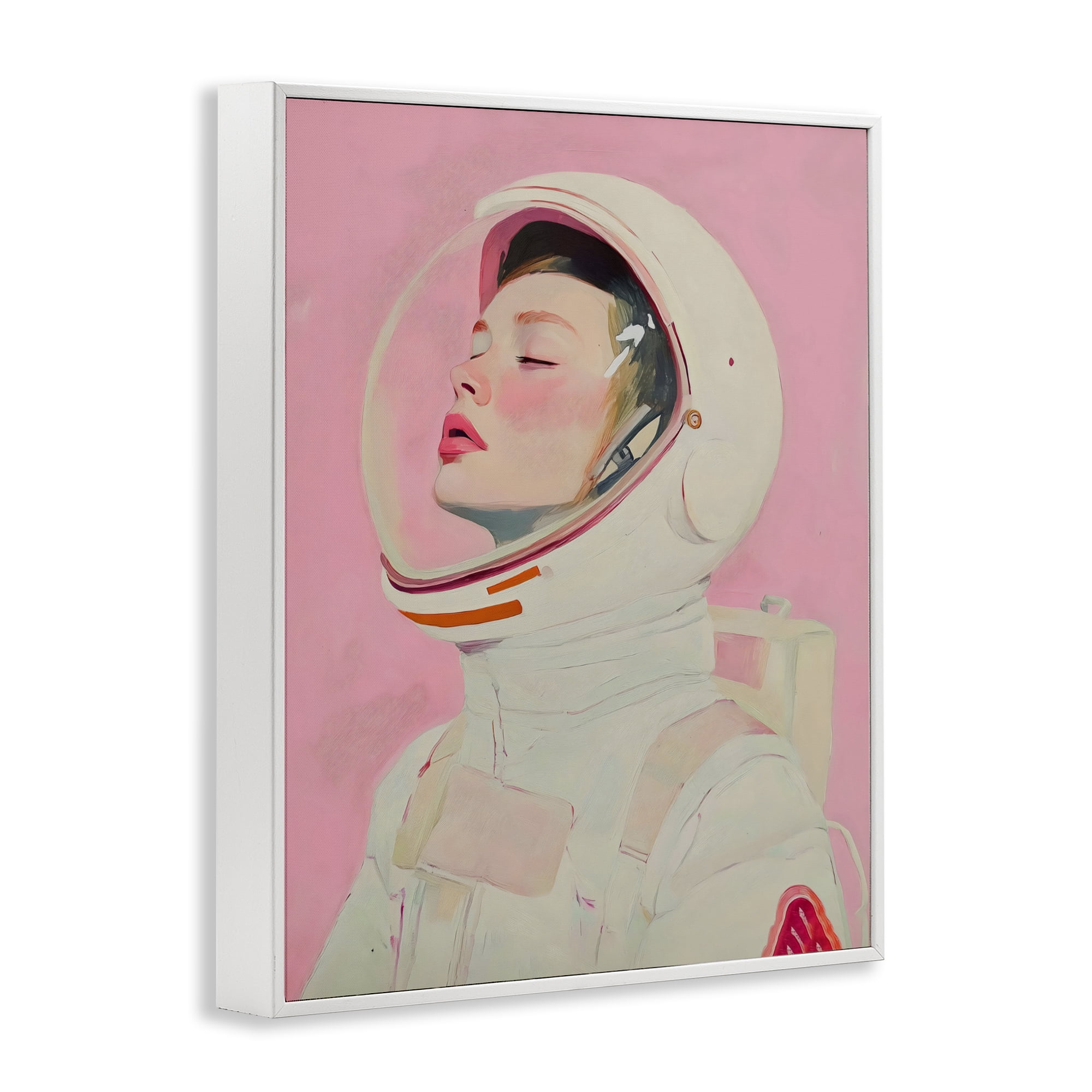 Stupell Industries Pink Astronaut Girl White Framed Giclee Art, design by The Prints Vibe