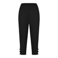 thumbnail image 5 of DDAPJ pyju Capri Leggings for Women Tummy Control High Waisted Yoga Pants Lightweight Summer Cropped Pants Basic Solid Comfy Casual Beach Capris Black XXL, 5 of 6