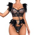 thumbnail image 1 of Gibobby Ropa interior mujer sexy Conjunto de ropa interior de encaje para mujer, conjunto de ropa interior y ropa interior de encaje con correa, lencería sexy(Negro, G), 1 of 5