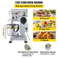 thumbnail image 3 of VEVOR Commercial Stand Mixer, 15Qt Stainless Steel Bowl, 500W Heavy Duty Electric Food Mixer with 3 Speeds Adjustable 113/184/341 RPM, Dough Hook Whisk Beater Included, Perfect for Bakery Pizzeria, 3 of 9