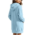 thumbnail image 4 of Girls Hooded Sweatshirt Dress, Kids Long‑Sleeve Henley Button Pullover Tunic with Side Pockets, Soft Casual Hoodie Mini Dress for Fall Winter, 4 of 6