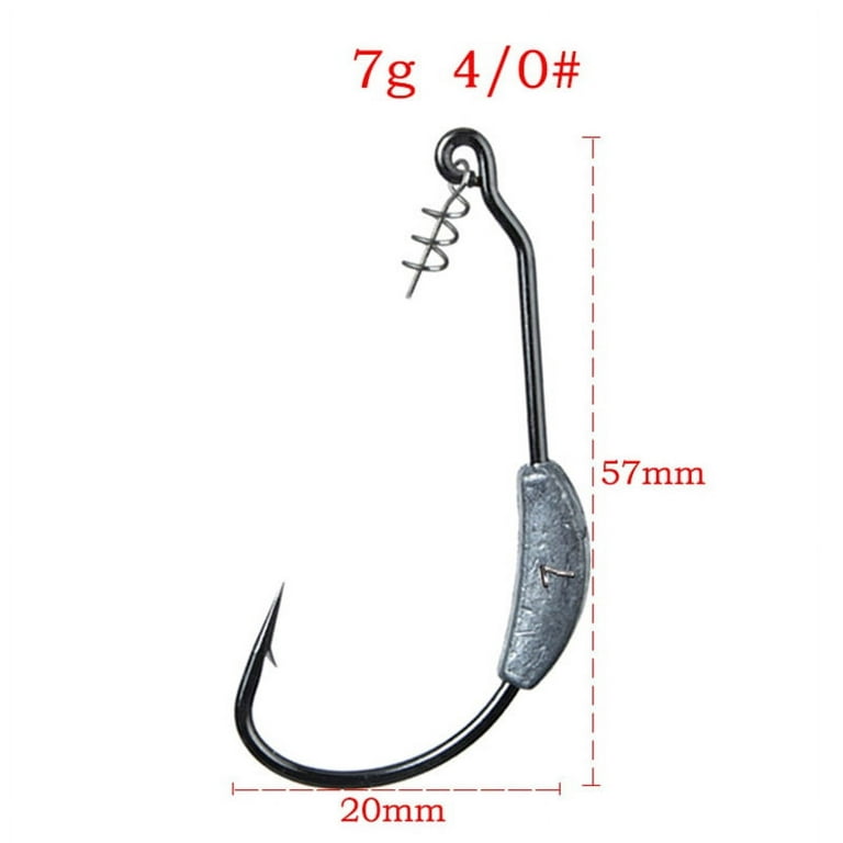 Stamens Fish Hook,5 Pcs Weighted Fishing Hooks Barbed Jig Hooks With  Twistlock Drop Shot Hooks Swimbait Bait Fish Hook For Soft Plastics(7g) 