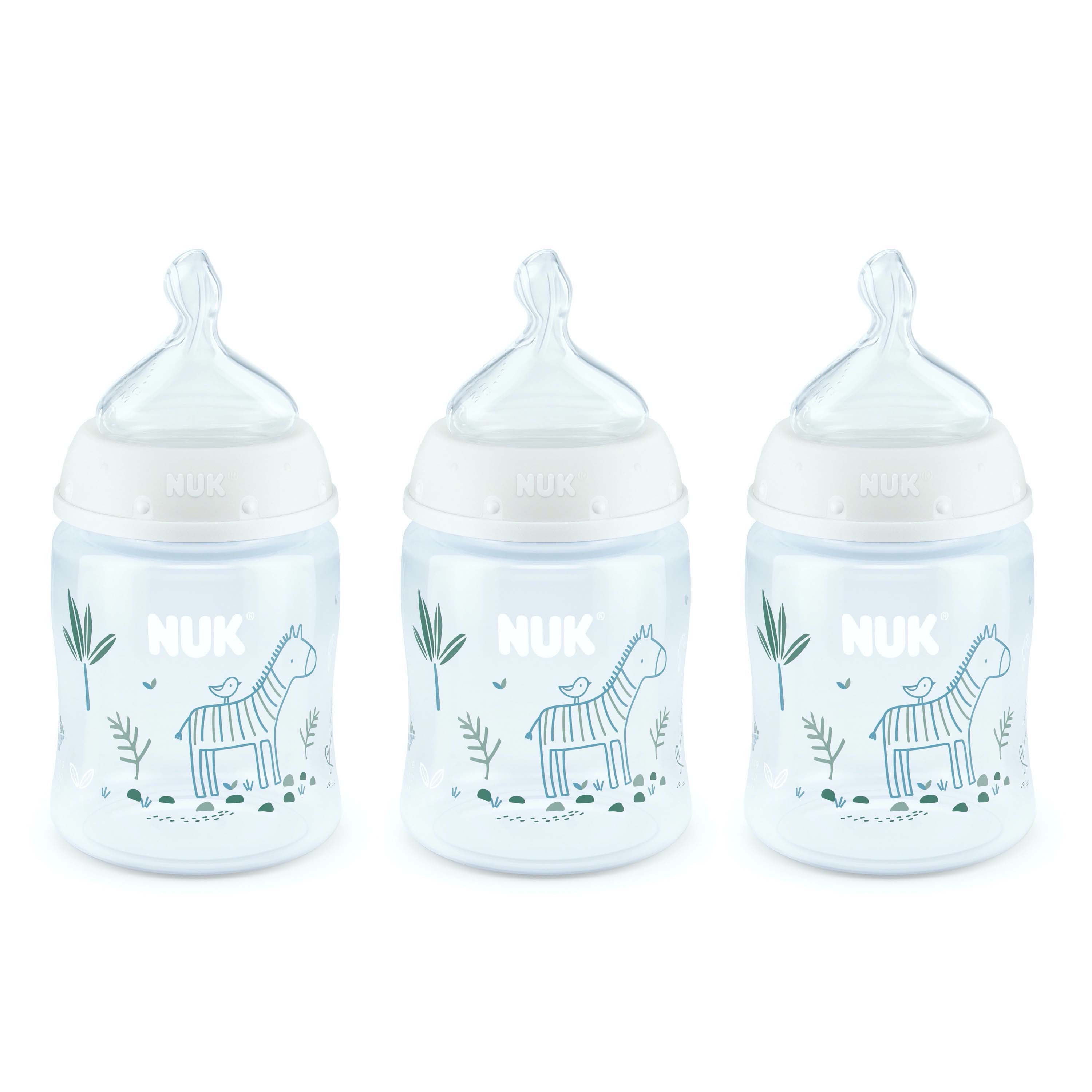 NUK Perfect Fit Baby Bottle, Assorted 5-Ounce 3-Pack, Design May Vary