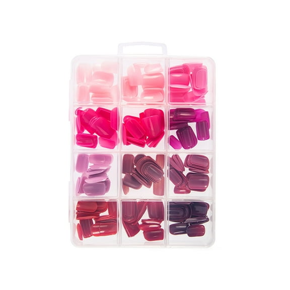 288 Pieces, Pink Series Fake Nails Short Square DIY Manicure Kit