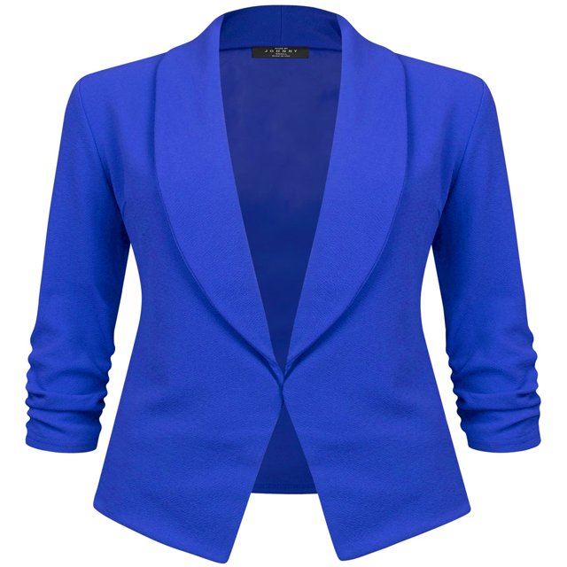 Made by Johnny Women‘s 3/4 Sleeve Blazer Open Front Cardigan Jacket Work Office Blazer S BLACK