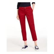 Tommy Hilfiger Womens Hampton Cuffed Hem Crop Chino Pants Red 8