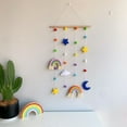 thumbnail image 2 of PENGXIANG Clouds Macrame Woven Tapestry Wall Hanging Photo Prop Rainbow Pom-Pom Tapestry, 2 of 7