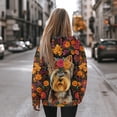 thumbnail image 3 of COEQINE Casual Wear Pullover Sweatshirts Soft Oversized Women's Hoodies Long Sleeves Y2K Crewneck Fashion Loose Fit Hooded Sweatshirt Outfits Yorkshire Terrier and Flowers Lightweight, S, 3 of 7
