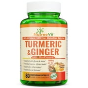 NutreeVit 100% Organic Promotes Digestive & Brain Health - Turmeric & Ginger (60 capsules)