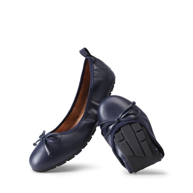 DREAM PAIRS Bailarinas Plegables Azul Marino con Lazo Talla 8