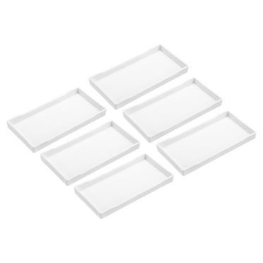 Uxcell 4" x 8" Small White Mini Tray Plastic Rectangular Wooden Serving Trays White 6Pack