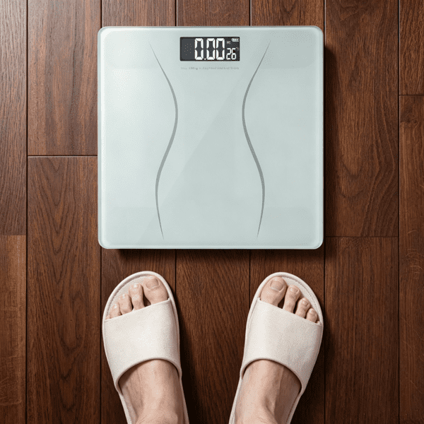 Alvantor Digital Bathroom Scale, 397 lb Capacity, 0.1 kg Increments, Backlit LCD, 6 mm Tempered Glass, White