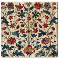 Ivory Floral Embroidery Chic Farmhouse Canvas Wall Art by Art Remedy, Gallery Wrapped, 20"x20"