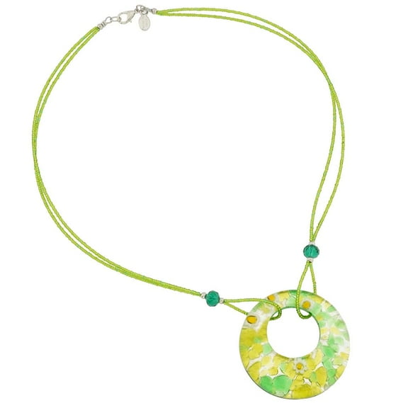 GlassOfVenice Murano Glass Lava Necklace - Silver and Green