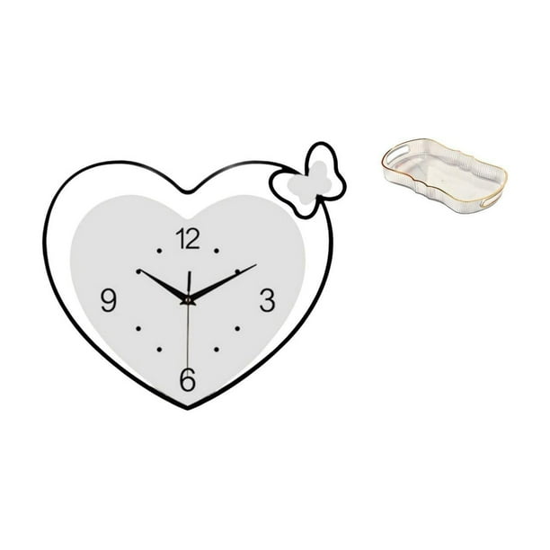 Reloj de pared,Reloj de pared acrílico para oficina en casa,sin tictac,Relojes de pared colgantes Reloj de tiempo decorativo,Bandeja de almacenamiento,Bandeja rectangular para servir frutas y