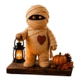 thumbnail image 5 of Lighted Halloween Resin Figurines, Cute Ghost Skeleton Mummy and Pumpkin Tabletop Centerpiece, Indoor Decoration for Home Mantel Shelf Desk and Spooky Party Display, A, 5 of 5