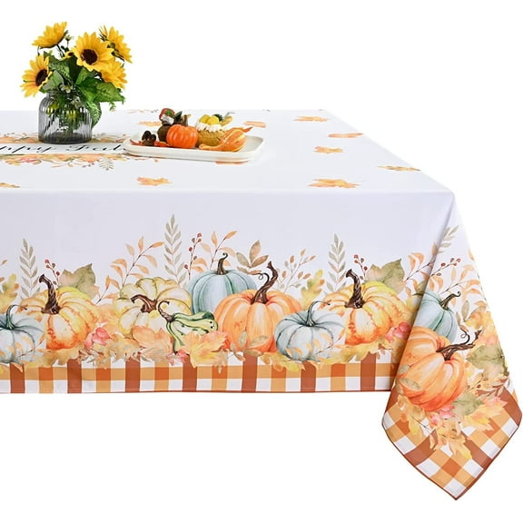 Sevenstars Thanksgiving Tablecloth Fall Pumpkin Table Cloth Rectangle Table Cover for Kitchen Dinner,60" x 84"