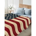 thumbnail image 4 of American Flag Queen Size Flat Sheet, Wrinkleproof & Fadeproof Cooling Flat Bed Sheet Only, Vintage Red BlueUSA Flag Breathable Soft Bedding Top Sheets 90 x 102 Inches, 4 of 8