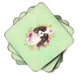 thumbnail image 2 of Carolines Treasures CK4366FC Tricolor Cavalier Spaniel Green Flowers Foam Coaster Set of 4 3 1/2 x 3 1/2 multicolor, 2 of 4