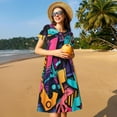 thumbnail image 4 of Lsque Vibrant Graffiti Urban Art Print Women's Casual Dress T-Shirt Summer Short Sleeve Scoop Neck Swing Dresses, 4 of 6