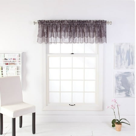 - Stylemaster Renaissance Home Fashion Reese Embroidered Sheer Layered Scalloped Valance, 55-Inch by 17-Inch, Spring