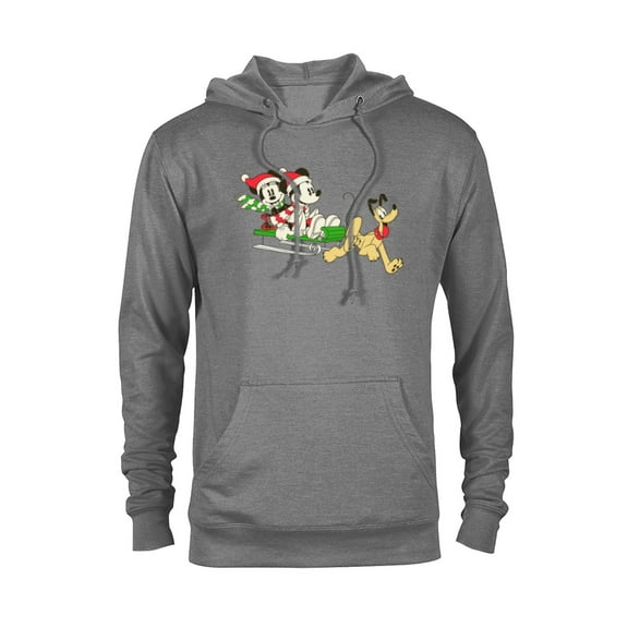Disney Vintage Mickey Minnie Pluto Holiday Sleigh - Pullover Hoodie for Adults - Customized-Athletic Heather