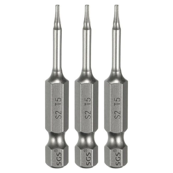 Uxcell 3pcs T5 Torx Head Screwdriver Bit 1/4" Hex Shank 2" (50mm) Long Magnetic No Hole Tip 6 Point Star Screw Driver