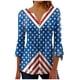 thumbnail image 1 of Blusas de Manga Corta para las Mujeres Impresas 3/4 Manga Cuello Redondo Blusa Casual, Ligero Diario Superior, 1 of 5