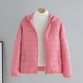 thumbnail image 3 of Sopiago Womens Casual Puffer Jacket Long Sleeve Full Zip Padded Winter Warm Coat with Hood Pink,XL, 3 of 3