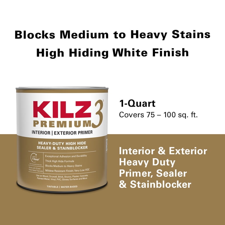 KILZ 3 Premium Interior/Exterior Primer, Quart Water-Based photo 8