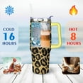 thumbnail image 4 of 40oz Fashion Leopard Pattern Stainless Steel Flip Straw Tumbler Spill Proof Travel Cup Double Wall Vacuum Insulated Coffee Mug with Top Handle, 4 of 6