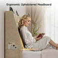 thumbnail image 3 of Ergonomic Upholstered Headboard Queen Size w/Charging Station, Linen Wingback Headboards w/Storage Pocket, Queen Headboard Only, Bed Frame Adapters, Sturdy Stable Solid Wood Bed Head Board, Beige, 3 of 16